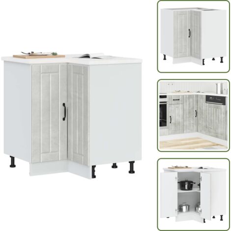 Madera de ingeniería - vidaXL Mueble bajo esquina de cocina Lucca madera reconstituida - Gabinete cocina