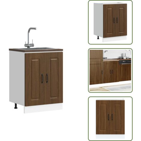 Madera de ingeniería - vidaXL Mueble bajo para fregadero Kalmar roble marrón 60x46x81,5 cm - Mueble para cocina