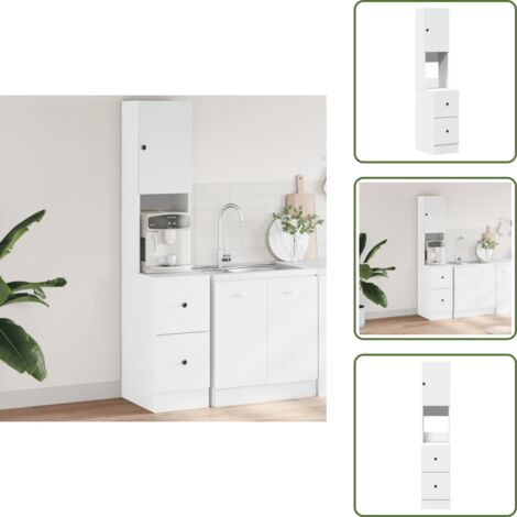 Madera de ingeniería - vidaXL Mueble de cocina madera de ingeniería blanco 35x50x180 cm - Cocina organizada