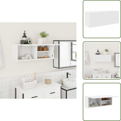Madera de ingeniería - vidaXL Mueble de pared de baño madera ingeniería blanco 80x25x30 cm - Armario blanco