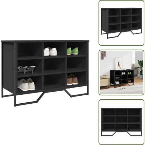 Madera de ingeniería - vidaXL Zapatero de madera de ingeniería negro 90x38x61,5 cm - Estante para zapatos
