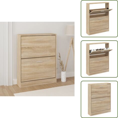 Madera de ingeniería - vidaXL Zapatero de roble 59x17x81 cm Madera de ingeniería - Muebles modernos