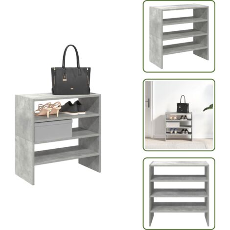 Madera de ingeniería - vidaXL Zapateros 2 uds apilables gris hormigón 60x30x30,5 cm - Estantes