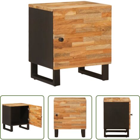 Madera de mango -  Armario de Noche Marrón 40 x 33 x 46 cm Madera de mango maciza