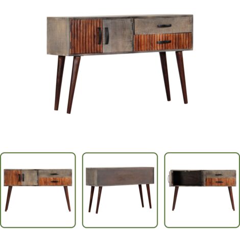 Madera de mango -  Mesa consola de madera maciza de mango gris 120x35x75 cm