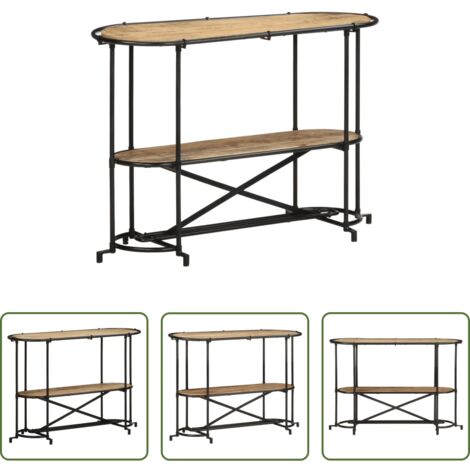 Madera de mango -  Mesa consola madera maciza de mango rugosa 110x42x76 cm