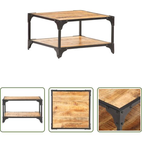 Madera de mango -  Mesa de centro de madera maciza de mango 60x60x35 cm