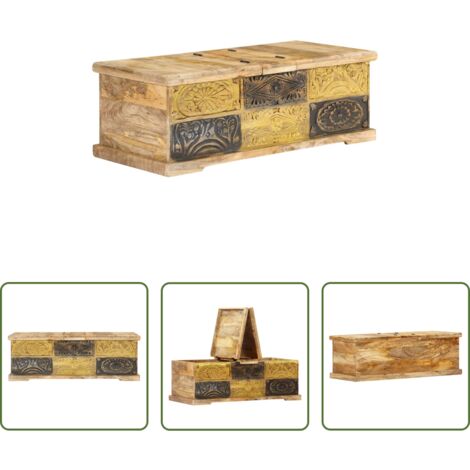Madera de mango -  Mesa de centro madera maciza de mango 100x50x35 cm