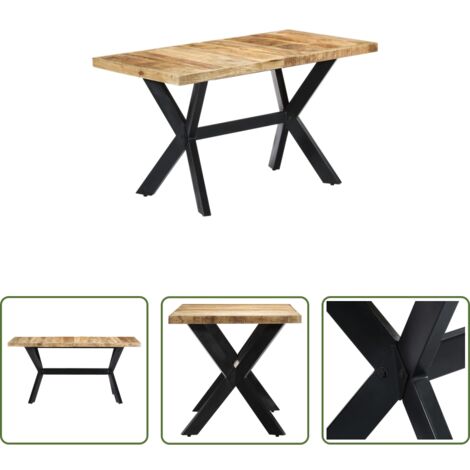 Madera de mango -  Mesa de comedor madera maciza de mango rugosa 140x70x75 cm