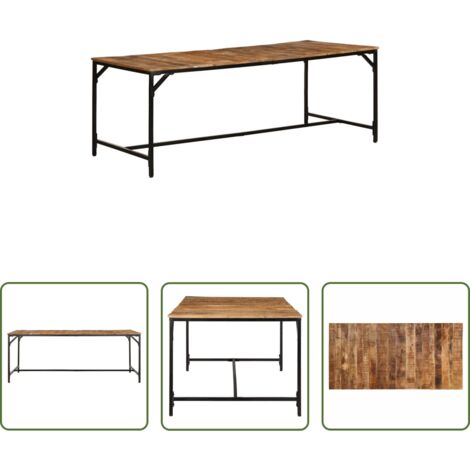 Madera de mango -  Mesa de comedor madera maciza de mango rugosa 200x100x75 cm