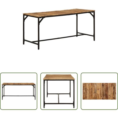 Madera de mango -  Mesa de comedor madera maciza de mango sin tratar 160x80x75 cm