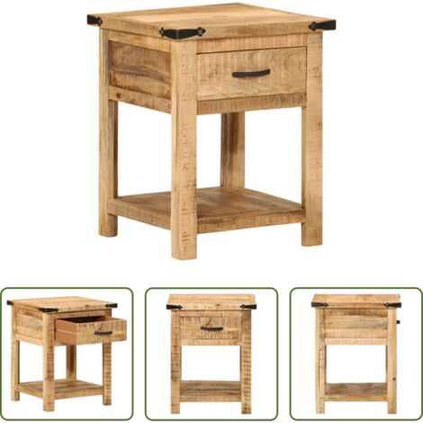 Madera de mango -  Mesita de noche madera maciza de mango 40x40x50 cm