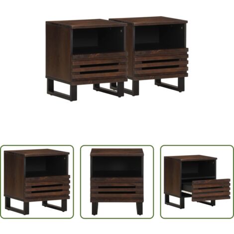 Madera de mango -  Mesitas de noche 2 uds madera maciza de mango 40x34x46 cm