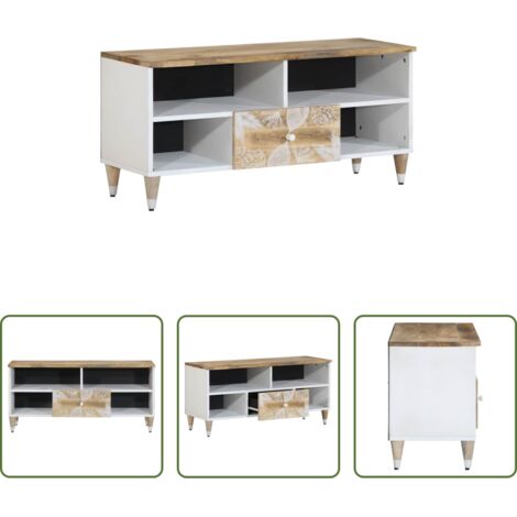 Madera de mango -  Mueble de TV madera maciza de mango 100x33,5x46 cm