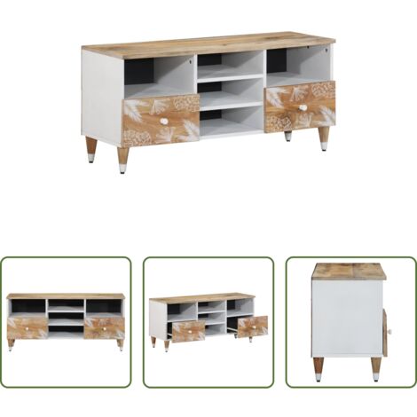 Madera de mango -  Mueble de TV madera maciza de mango 100x33,5x46 cm