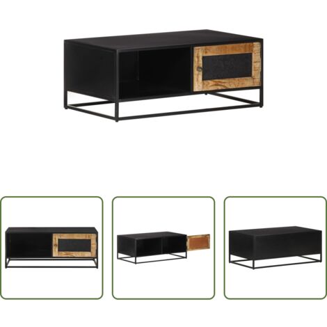 Madera de mango rugosa -  Mesa de centro madera de mango rugosa 90x50x35 cm