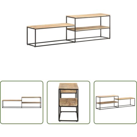 Madera de mango rugosa -  Mueble para TV de madera maciza de mango rugosa 180x30x50 cm