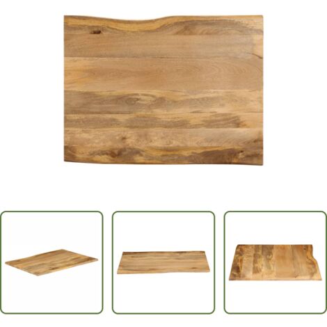 Madera de mango -  Tablero de mesa borde natural madera maciza mango 110x80x2,5 cm