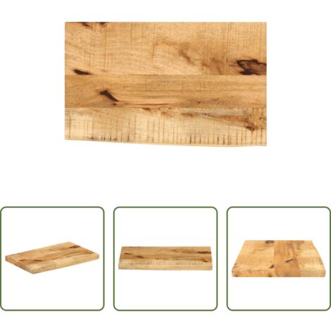 Madera de mango -  Tablero de mesa borde natural madera maciza mango 40x30x3,8 cm