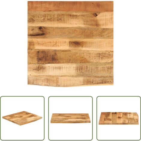 Madera de mango -  Tablero de mesa borde natural madera maciza mango 40x40x2,5 cm