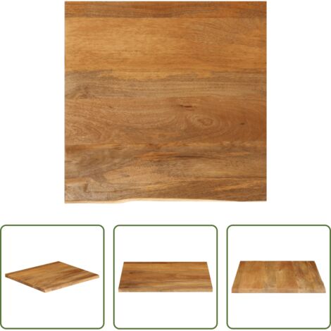 Madera de mango -  Tablero de mesa borde natural madera maciza mango 40x40x2,5 cm