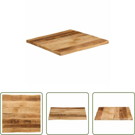 Madera de mango -  Tablero de mesa borde natural madera maciza mango 40x40x3,8 cm