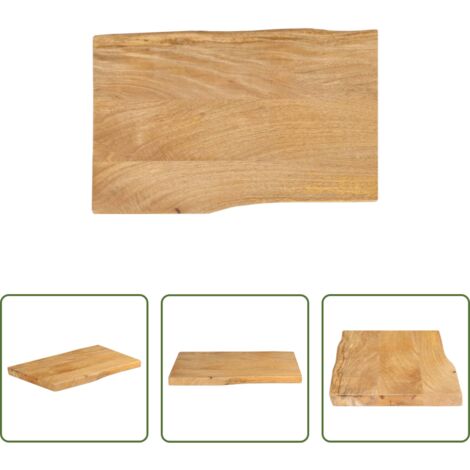 Madera de mango -  Tablero de mesa borde natural madera maciza mango 50x40x2,5 cm