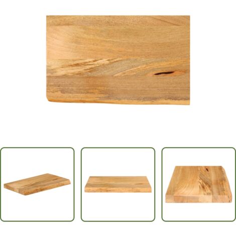 Madera de mango -  Tablero de mesa borde natural madera maciza mango 50x40x3,8 cm