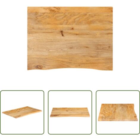 Madera de mango -  Tablero de mesa borde natural madera maciza mango 70x60x3,8 cm