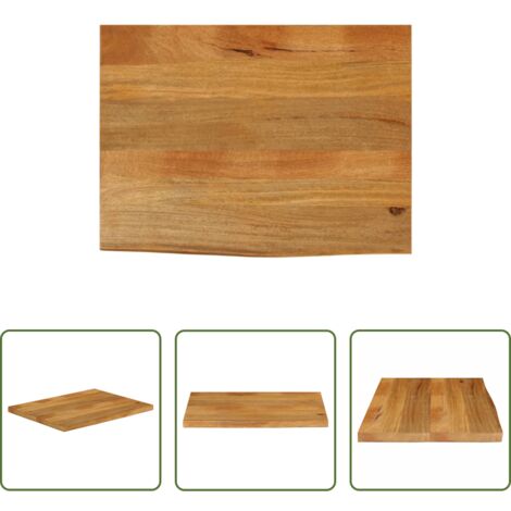 Madera de mango -  Tablero de mesa borde natural madera maciza mango 80x60x3,8 cm