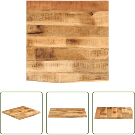 Madera de mango -  Tablero de mesa borde natural madera maciza mango 80x80x2,5 cm