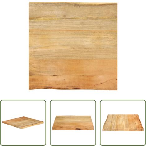 Madera de mango -  Tablero de mesa borde natural madera maciza mango 80x80x2,5 cm