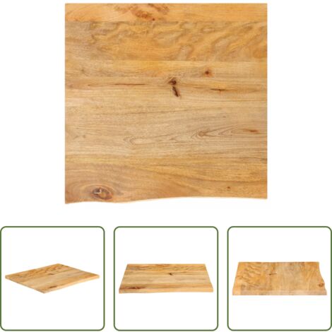 Madera de mango -  Tablero de mesa borde natural madera maciza mango 80x80x3,8 cm