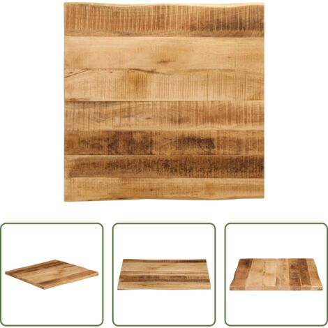 Madera de mango -  Tablero de mesa borde natural madera maciza mango 80x80x3,8 cm