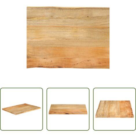 Madera de mango -  Tablero de mesa borde natural madera maciza mango 90x60x2,5 cm