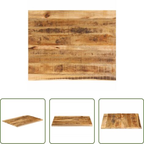 Madera de mango -  Tablero de mesa borde natural madera maciza mango 90x80x2,5 cm
