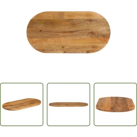 Madera de mango -  Tablero de mesa ovalado madera maciza de mango 120x50x3,8 cm