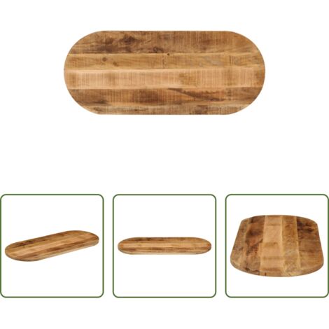 Madera de mango -  Tablero de mesa ovalado madera maciza mango rugosa 100x40x2,5cm