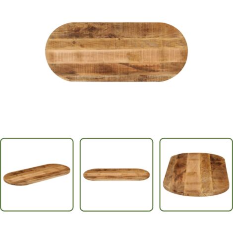 Madera de mango -  Tablero de mesa ovalado madera maciza mango rugosa 90x40x3,8 cm