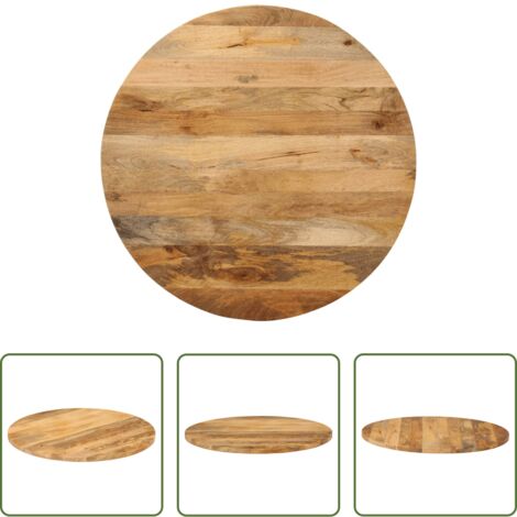 Madera de mango -  Tablero de mesa redondo madera maciza de mango Ø 70x3,8 cm