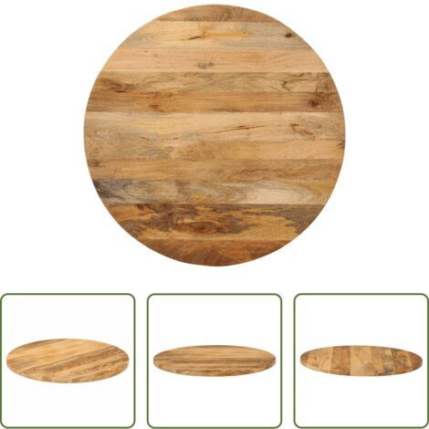 Madera de mango -  Tablero de mesa redondo madera maciza de mango Ø 80x3,8 cm