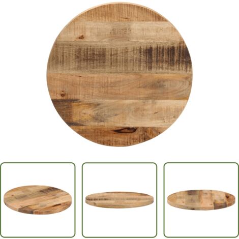 Madera de mango -  Tablero de mesa redondo madera maciza mango rugosa Ø 50x3,8 cm