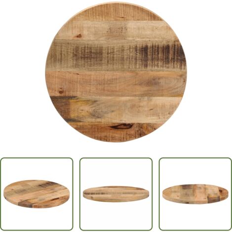 Madera de mango -  Tablero de mesa redondo madera maciza mango rugosa Ø 60x3,8 cm