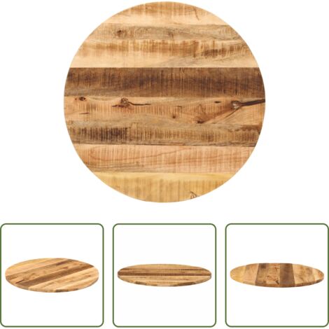 Madera de mango -  Tablero de mesa redondo madera maciza mango rugosa Ø 70x3,8 cm