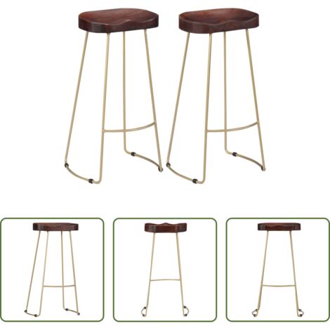 Madera de mango -  Taburetes de cocina gavin 2 unidades madera maciza de mango