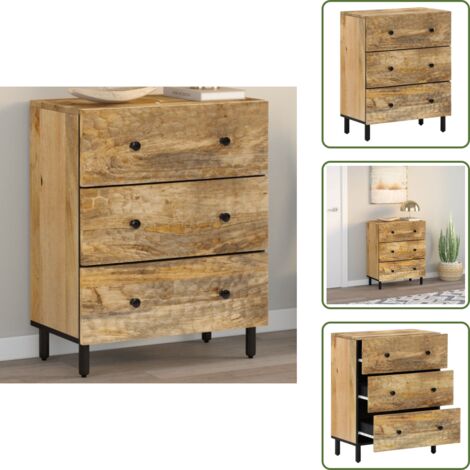 Madera de mango - vidaXL Armario auxiliar madera maciza de mango 60x33x75 cm - Mueble de almacenamiento
