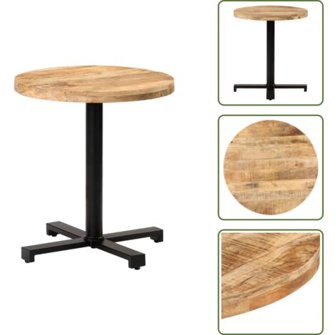 Madera de mango - vidaXL Mesa de bistró redonda madera de mango rugosa Ø70x75 cm - Mesa redonda