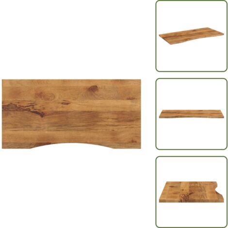 Madera de mango - vidaXL Tablero escritorio con curva madera mango rugosa 120x50x2,5 cm - Mesa de trabajo