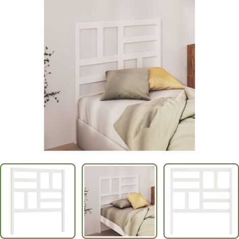 Madera de pino -  Cabecero de cama madera maciza de pino blanco 106x4x104 cm