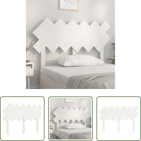 Madera de pino -  Cabecero de cama madera maciza de pino blanco 122,5x3x80,5 cm